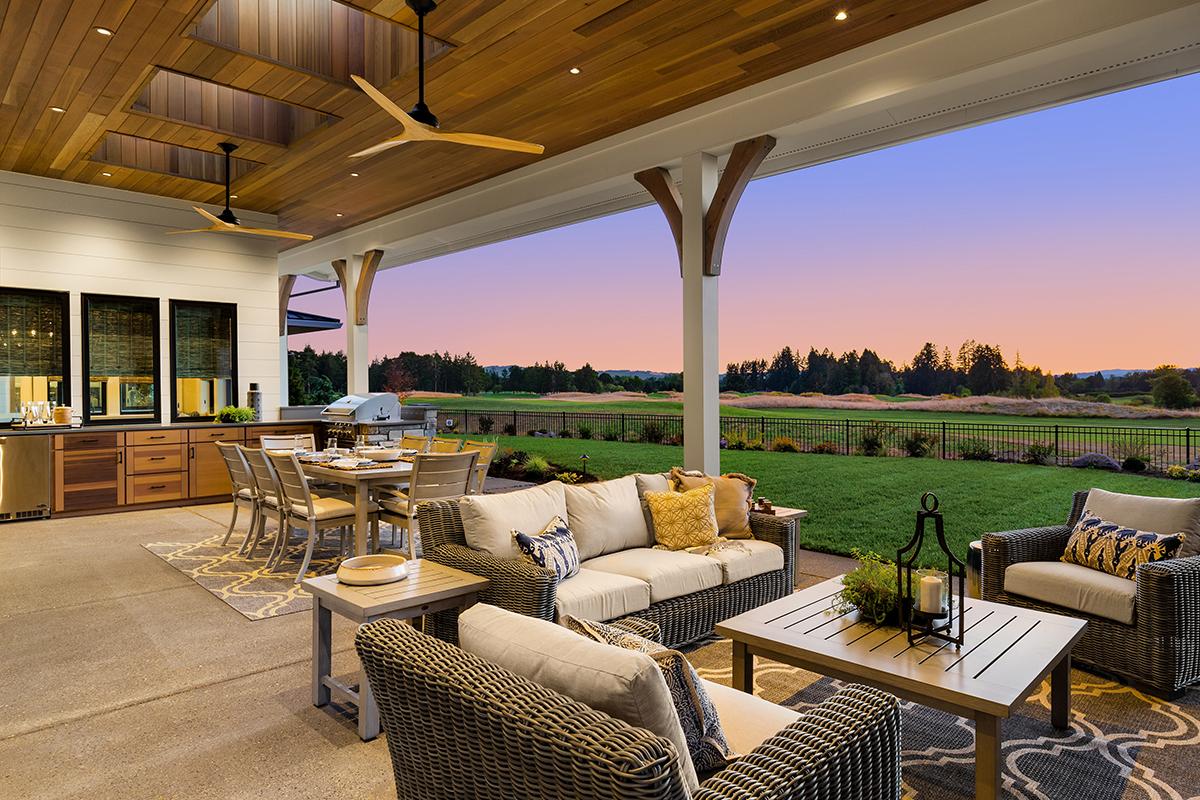 Indoor-outdoor living at dusk